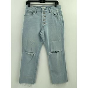 Lucky Brand 10/30 Authentic Straight Jeans A2-05 Mid Rise Distress Button Womens